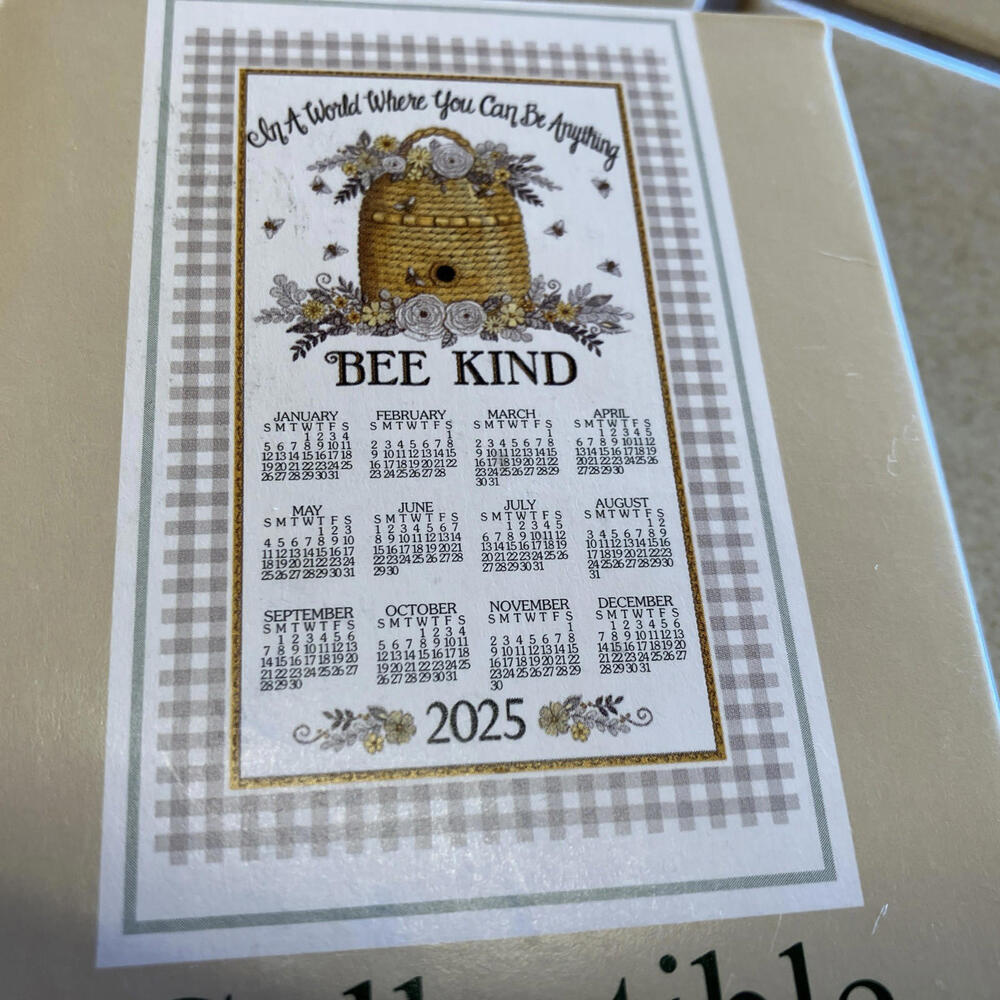 BEE KIND 2025 CALENDAR TOWEL KAY DEE DESIGNS COTTON NEW IN BOX free ship